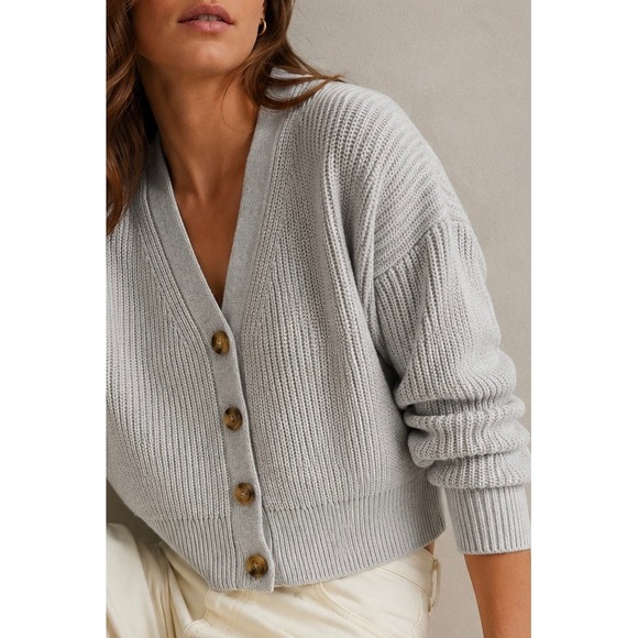 J.Crew Sweaters - J.Crew Cotton Cashmere Blend Cropped V-Neck Cardigan Sweater Gray L